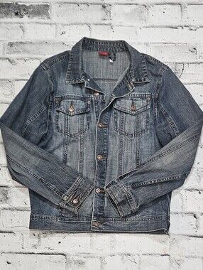 Buffalo David Bitton Denim Jacket Blue Trucker Button Front Women's Large
